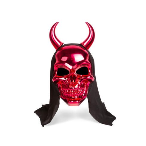 Fényes koponya maszk – piros ördög – felnőtt méret – 16 x 30 cm