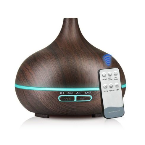  Fa hatású aromaterápiás párologtató, ultrahangos párásító, illatosító távirányítóval - 400ml